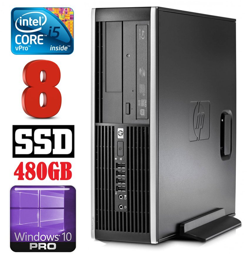 HP 8100 Elite SFF i5-650 8GB 480SSD DVD WIN10Pro kaina ir informacija | Stacionarūs kompiuteriai | pigu.lt