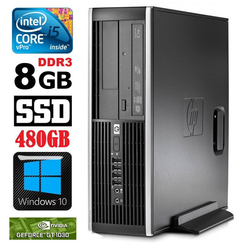 HP 8100 Elite SFF i5-650 8GB 480SSD GT1030 2GB DVD WIN10 цена и информация | Stacionarūs kompiuteriai | pigu.lt