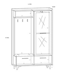 Шкаф Meblocross Box 05 3D, темно-коричневый/белый цена и информация | Комплекты в прихожую | pigu.lt