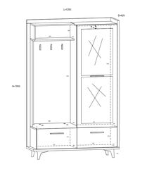 Spinta Meblocross Box 05 3D, ruda/balta kaina ir informacija | Prieškambario komplektai | pigu.lt