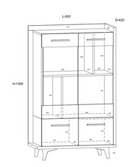 Vitrina Meblocross Box 12 2D, ąžuolo/baltos spalvos kaina ir informacija | Vitrinos, indaujos | pigu.lt