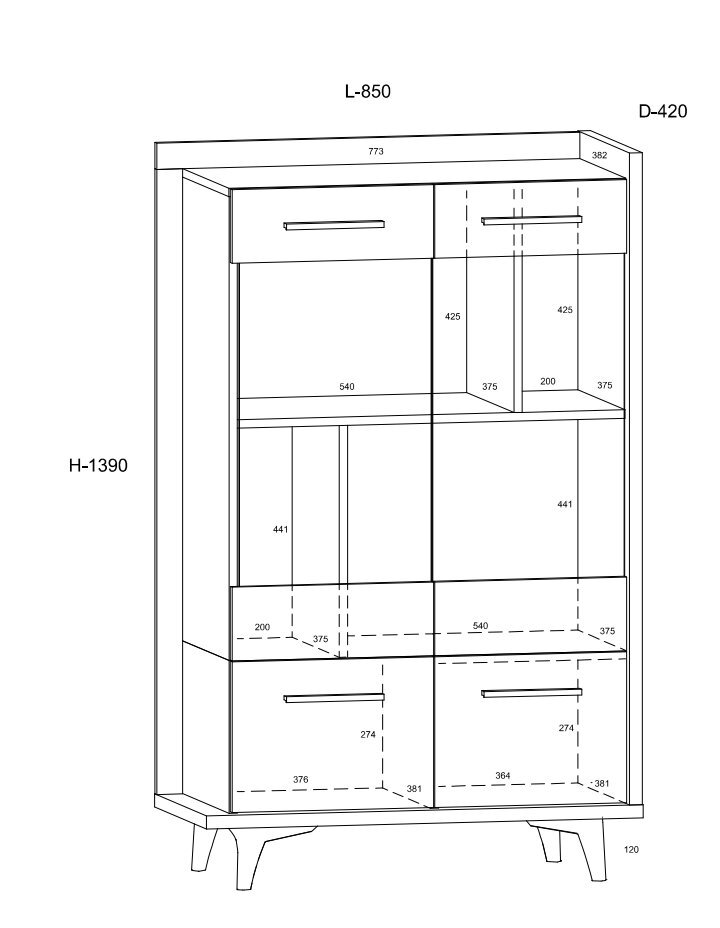 Vitrina Meblocross Box 12 2D, ąžuolo/baltos spalvos kaina ir informacija | Vitrinos, indaujos | pigu.lt