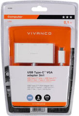 Адаптер VIVANCO USB C - USB C / USB 3.1 A / VGA, 0.1 м цена и информация | Адаптеры, USB-разветвители | pigu.lt