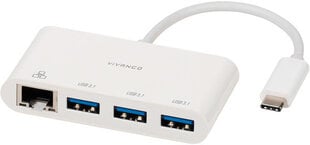 Vivanco USB-C - LAN + hub 3-port (45388) kaina ir informacija | Adapteriai, USB šakotuvai | pigu.lt