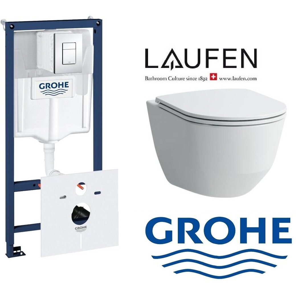 Potinkinio rėmo Grohe Rapid SL 5-in-1 38827000 ir klozeto Laufen Pro Rimless komplektas цена и информация | Klozetai | pigu.lt