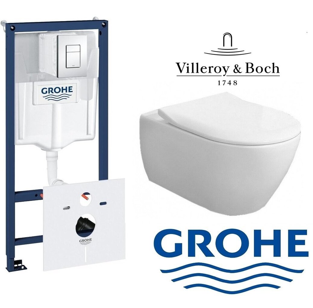 Potinkinio rėmo Grohe Rapid SL 5-in-1 38827000 ir klozeto Villeroy & Boch Subway 2.0 DirectFlush komplektas kaina ir informacija | Klozetai | pigu.lt