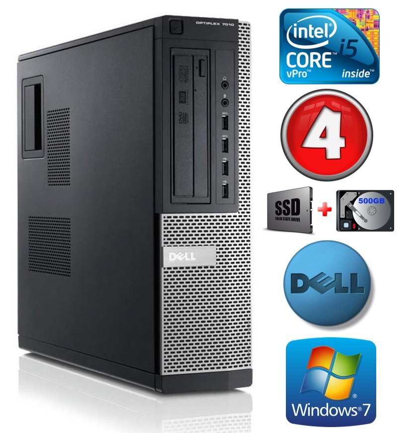 Dell 7010 DT i5-3470 4GB 120SSD+500GB Windows 7 Professional kaina ir informacija | Stacionarūs kompiuteriai | pigu.lt