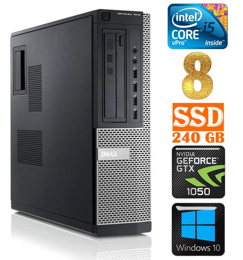 DELL 7010 DT i5-3470 8GB 240SSD GTX1050 2GB DVD WIN10 цена и информация | Stacionarūs kompiuteriai | pigu.lt