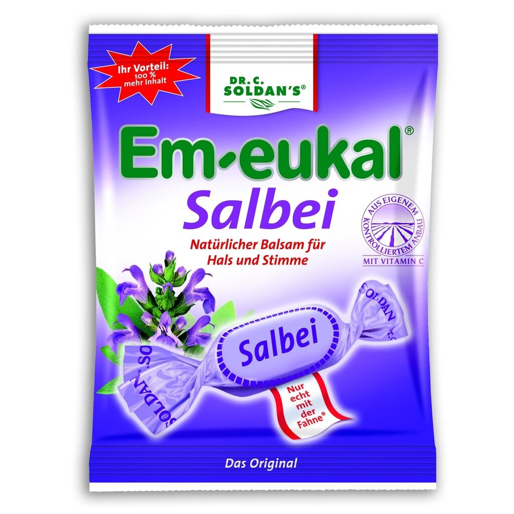 Em-eukal Šalavijų skonio pastilės su vitaminu C ir saldikliais, 75g kaina ir informacija | Saldumynai | pigu.lt