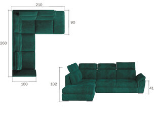 Мягкий уголок Loreto, зеленый/серый цена и информация | Угловые диваны | pigu.lt