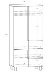 Spinta Meblocross Lars 10 4D, balta/šviesiai ruda kaina ir informacija | Spintos | pigu.lt