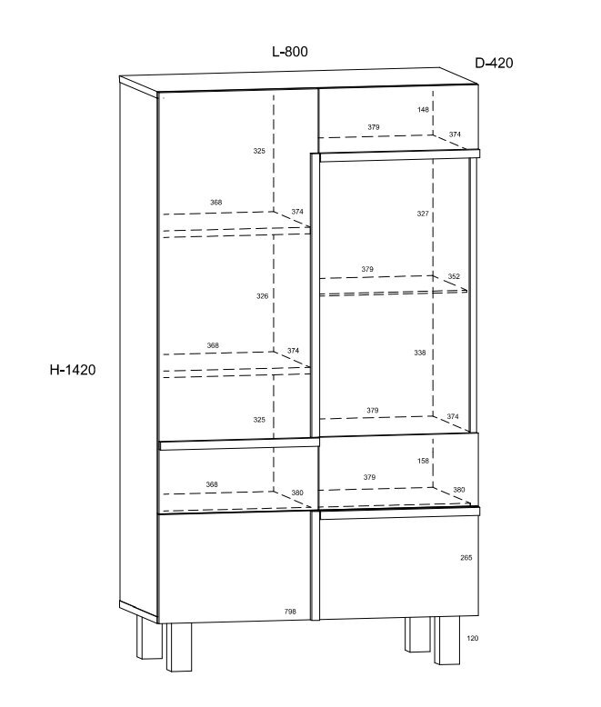 Vitrina Meblocross Lars 12 1D1S, balta/šviesiai ruda цена и информация | Vitrinos, indaujos | pigu.lt