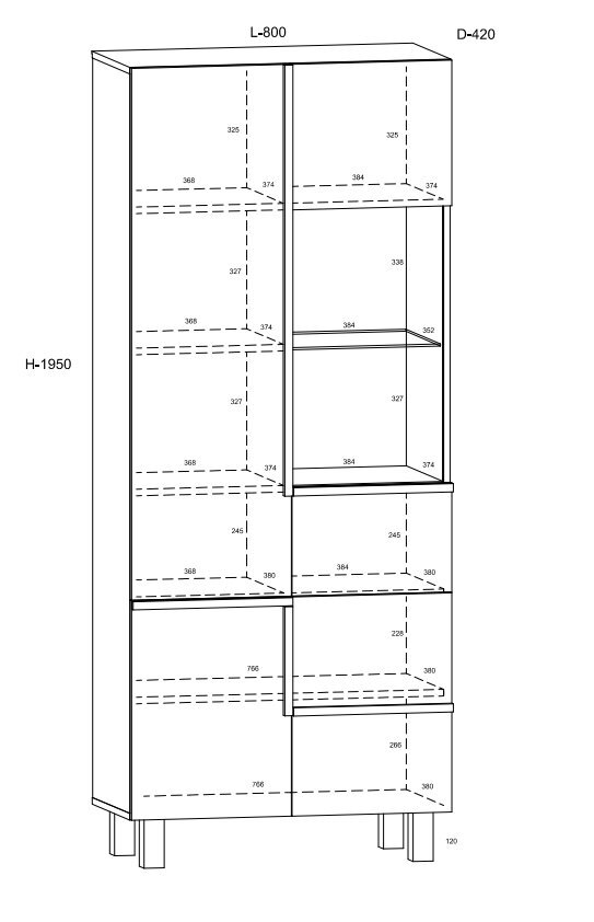 Vitrina Meblocross Lars 13 3D, baltos/šviesios ąžuolo spalvos цена и информация | Vitrinos, indaujos | pigu.lt