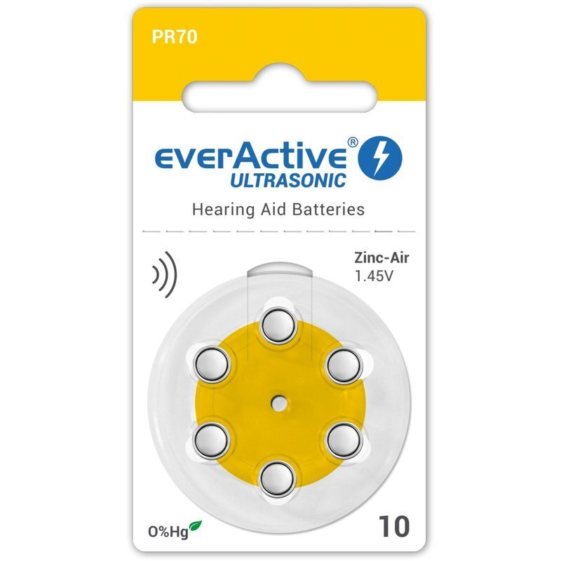 everActive Ultrasonic elementai klausos aparatams PR70 10, 6 vnt. цена и информация | Elementai | pigu.lt