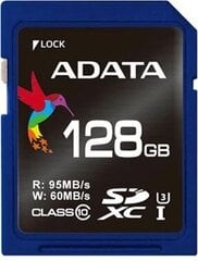 ADATA memory card, SDXC, 128 ГБ, UHS Speed ​​Class 3, Speed ​​Class 10, blue цена и информация | Карты памяти для фотоаппаратов, камер | pigu.lt