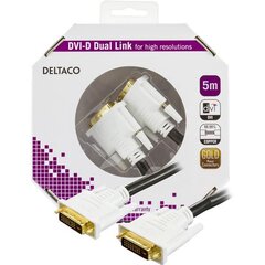 Deltaco DVI-600C-K DVI kabelis 5 m DVI-D Juoda, Balta kaina ir informacija | Kabeliai ir laidai | pigu.lt