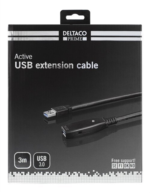 Deltaco USB3-1001, USB-A, 3 m kaina ir informacija | Kabeliai ir laidai | pigu.lt
