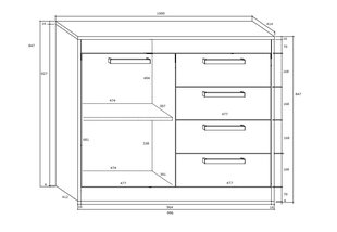 Комода Meblocross Maximus 1D4S, темного дубового/белого цвета цена и информация | Комоды | pigu.lt