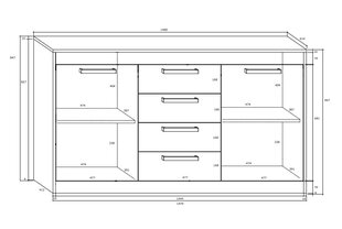 Комода Meblocross Maximus 2D4S, дубового/белого цвета цена и информация | Комоды | pigu.lt