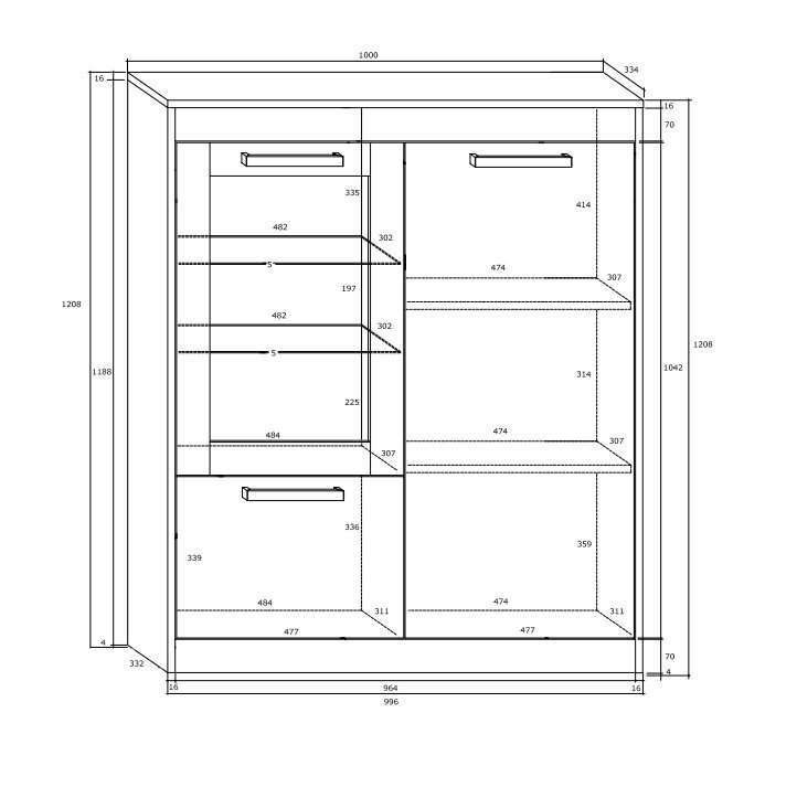 Vitrina Meblocross N2DW, ąžuolo/baltos spalvos kaina ir informacija | Vitrinos, indaujos | pigu.lt