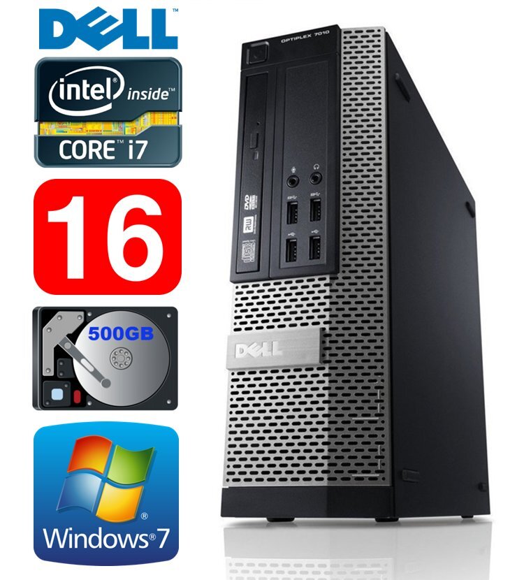 DELL 7010 SFF i7-3770 16GB 500GB DVD Win7Pro kaina ir informacija | Stacionarūs kompiuteriai | pigu.lt