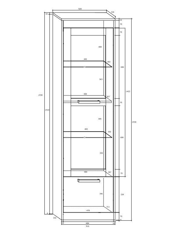 Vitrina Meblocross Maximus 1D, tamsaus ąžuolo/baltos spalvos цена и информация | Vitrinos, indaujos | pigu.lt