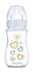 Plataus kaklelio buteliukas Canpol Babies Easy Start Newborn Anti-colic 240 ml, 35/217, beige hearts kaina ir informacija | Buteliukai kūdikiams ir jų priedai | pigu.lt