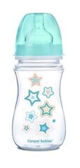 Plataus kaklelio buteliukas Canpol Babies Easy Start Newborn Anti-colic 240 ml, 35/217, blue stars kaina ir informacija | Buteliukai kūdikiams ir jų priedai | pigu.lt