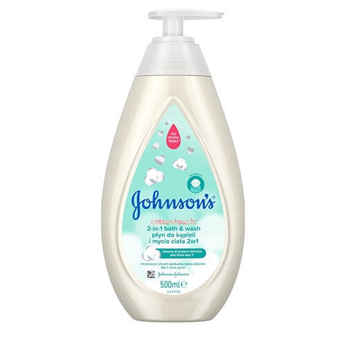 Vonios putos ir dušo želė vaikams „Du viename“, Johnson's Baby 2in1 Cottontouch Gel, 500 ml цена и информация | Kosmetika vaikams ir mamoms | pigu.lt