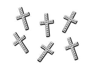 Dekoracijos Cross, sidabrinės, 27mm (1 dėž/ 200 pak) (1 pak/ 25 vnt) kaina ir informacija | Dekoracijos šventėms | pigu.lt