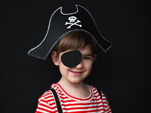 Набор пиратская шляпа и повязка на глаз, 14 см цена и информация | Карнавальные костюмы | pigu.lt