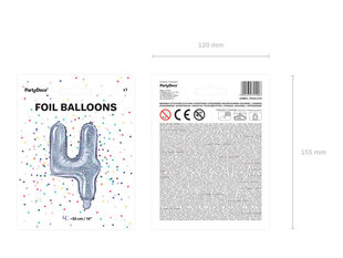 Foliniai balionai Skaičius "4", 35 cm, sidabriniai, 50 vnt. kaina ir informacija | Balionai | pigu.lt