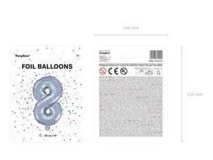 Foliniai balionai Skaičius "8", 35 cm, sidabriniai, 50 vnt. kaina ir informacija | Balionai | pigu.lt