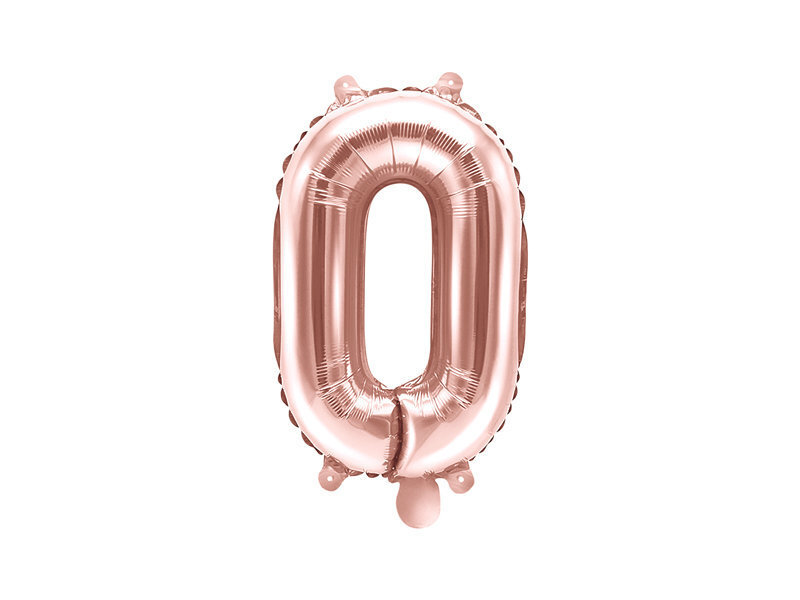 Folinis balionas Skaičius "0", 35 cm, auksinis/rožinis kaina ir informacija | Balionai | pigu.lt