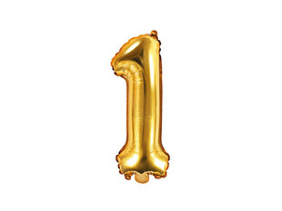 Foliniai balionai Skaičius "1", 35 cm, auksiniai, 50 vnt. kaina ir informacija | Balionai | pigu.lt