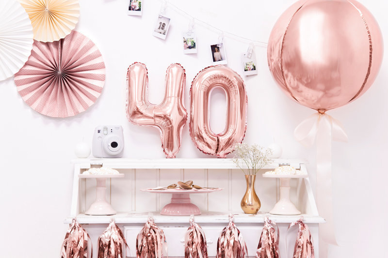 Foliniai balionai Skaičius "4", 35 cm, rožiniai/auksiniai, 50 vnt. kaina ir informacija | Balionai | pigu.lt