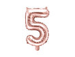 Folinis balionas Skaičius "5", 35 cm, auksinis/rožinis kaina ir informacija | Balionai | pigu.lt