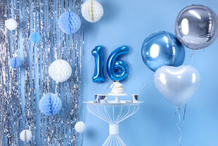 Folinis balionas Skaičius "6", 35 cm, mėlynas kaina ir informacija | Balionai | pigu.lt