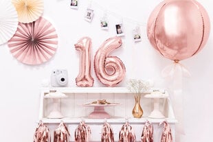 Folinis balionas Skaičius "6", 35 cm, auksinis/rožinis kaina ir informacija | Balionai | pigu.lt