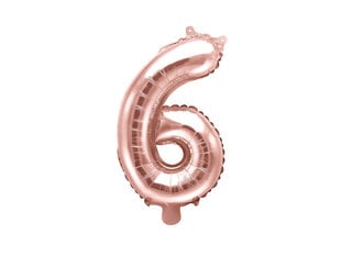 Folinis balionas Skaičius "6", 35 cm, auksinis/rožinis kaina ir informacija | Balionai | pigu.lt