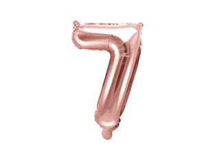 Foliniai balionai Skaičius "7", 35 cm, rožiniai/auksiniai, 50 vnt. kaina ir informacija | Balionai | pigu.lt