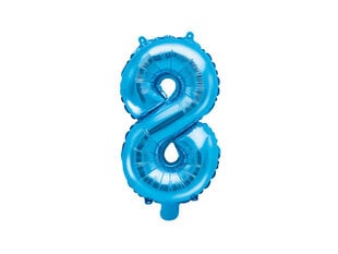 Воздушный шарик фольгированный номер "8", 35 см, синий цена и информация | Шарики | pigu.lt