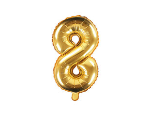 Foliniai balionai Skaičius "8", 35 cm, auksiniai, 50 vnt. kaina ir informacija | Balionai | pigu.lt