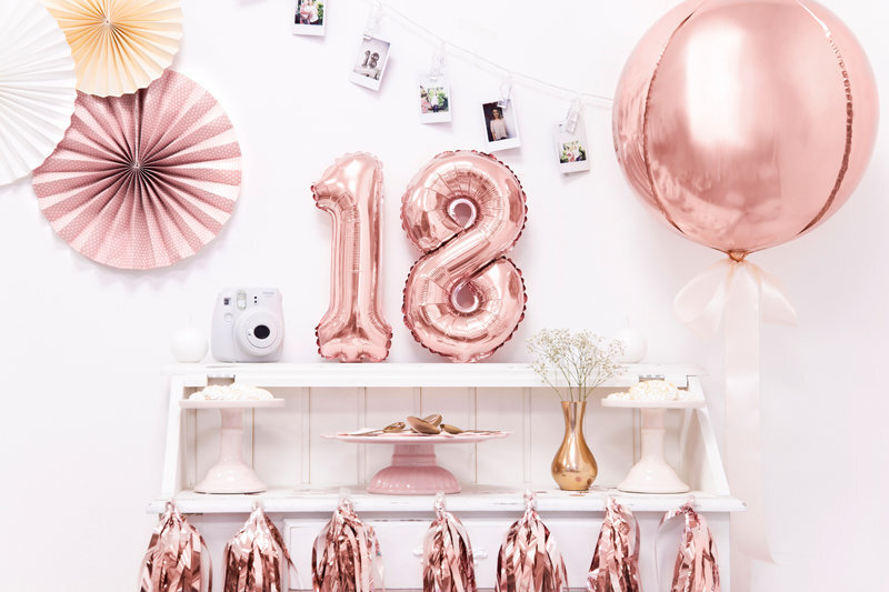 Folinis balionas Skaičius "8", 35 cm, auksinis/rožinis kaina ir informacija | Balionai | pigu.lt