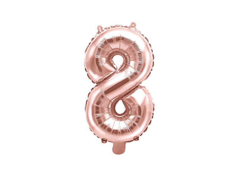 Folinis balionas Skaičius "8", 35 cm, auksinis/rožinis kaina ir informacija | Balionai | pigu.lt