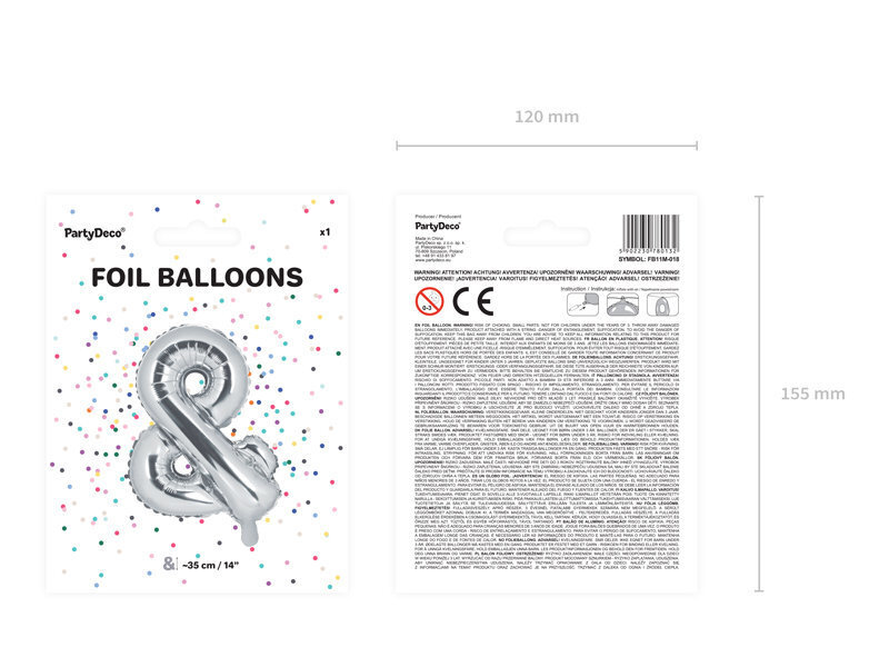 Foliniai balionai &, 35 cm, sidabriniai, 50 vnt. цена и информация | Balionai | pigu.lt