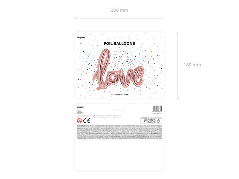 Foliniai balionai Love 73x59 cm, auskiniai/rožiniai, 50 vnt. kaina ir informacija | Balionai | pigu.lt