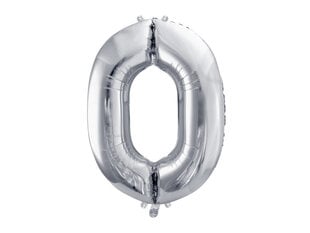 Foliniai balionai Skaičius "0", 86 cm, sidabriniai, 50 vnt. kaina ir informacija | Balionai | pigu.lt