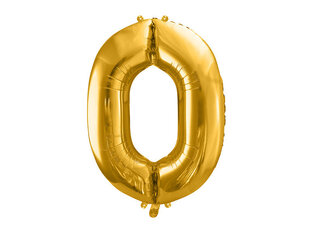 Foliniai balionai Skaičius "0", 86 cm, auksiniai, 50 vnt. kaina ir informacija | Balionai | pigu.lt