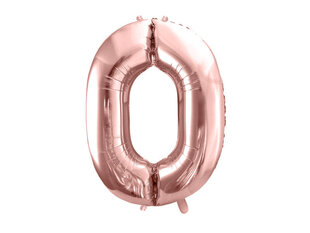 Foliniai balionai Skaičius "0", 86 cm, rožiniai/auksiniai, 50 vnt. kaina ir informacija | Balionai | pigu.lt